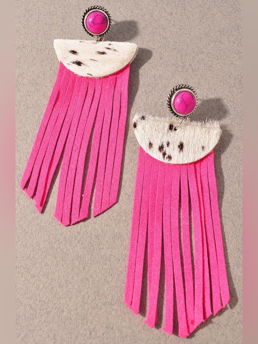 EUC On The Ranch Pink Fringe Earrings.